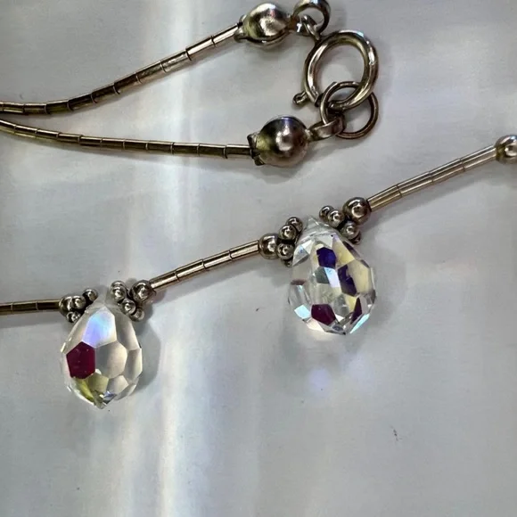 Vintage Handmade Aurora Borealis Crystal Sterling Beaded Necklace - Picture 10 of 12